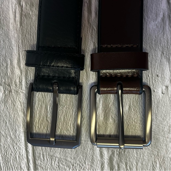 1 Black, 1 Brown Leather Belts - Set of 2 - Picture 2 of 14